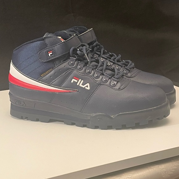 FILA MEN’S FLAT HEEL HIKING BOOTS, NAVY WHITE RED F 13 WEATHER TECH SIZE 13 - Picture 1 of 10